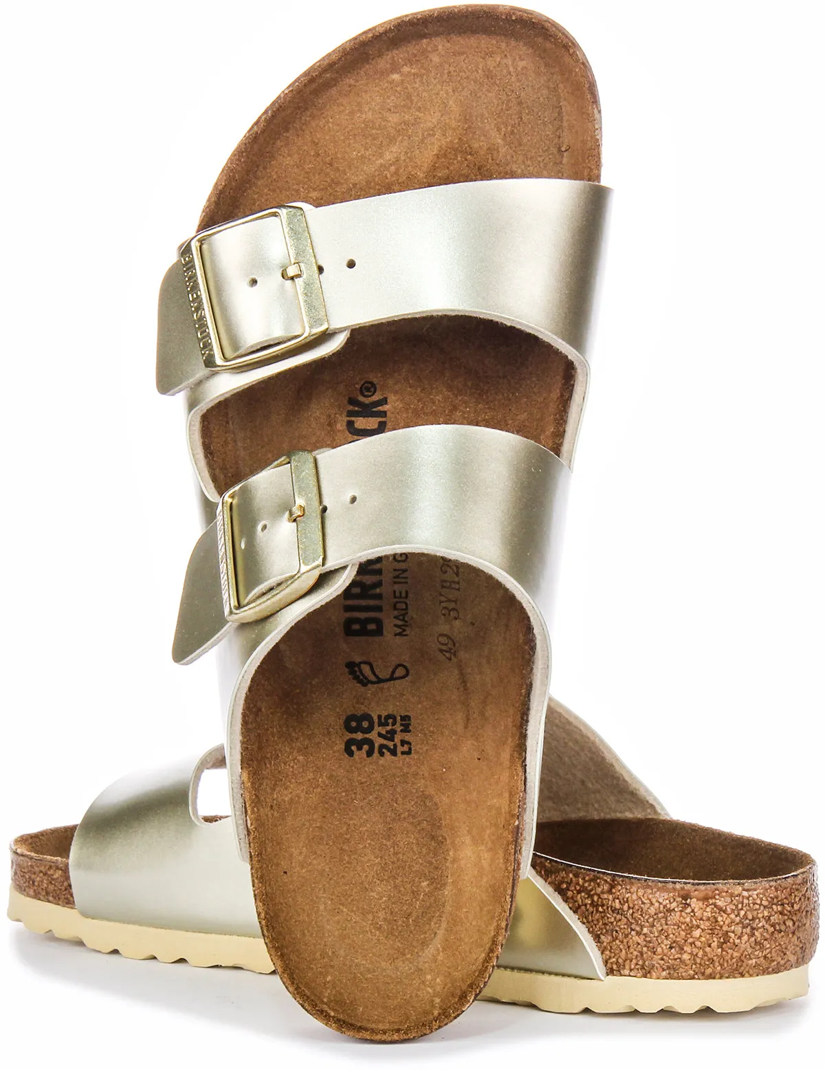 Birkenstock Arizona Kids BS In Gold Meta For Juniors Shoes Birkenstock