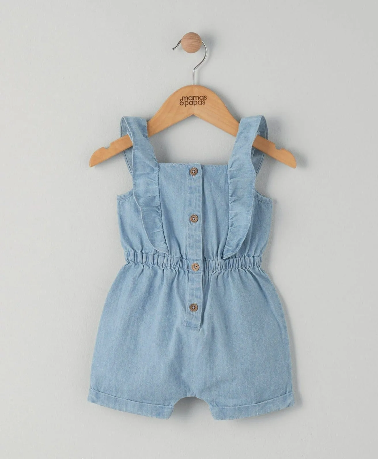 Blue Frilled Chambray Playsuit Babykids Mamas & Papas
