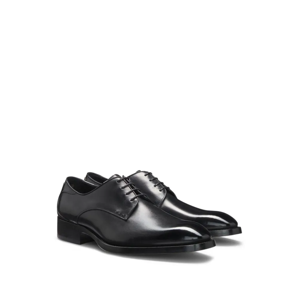 Burnished-leather Derby shoes with stitch details