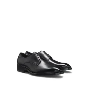 Burnished-leather Derby shoes with stitch details