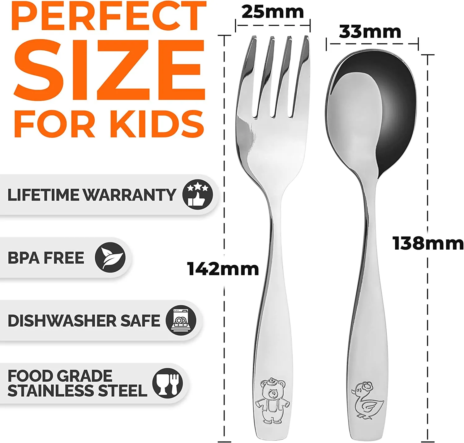 Child and Toddler Silverware Set for Self Feeding (3 Spoons & 3 Forks) ecco Shoes