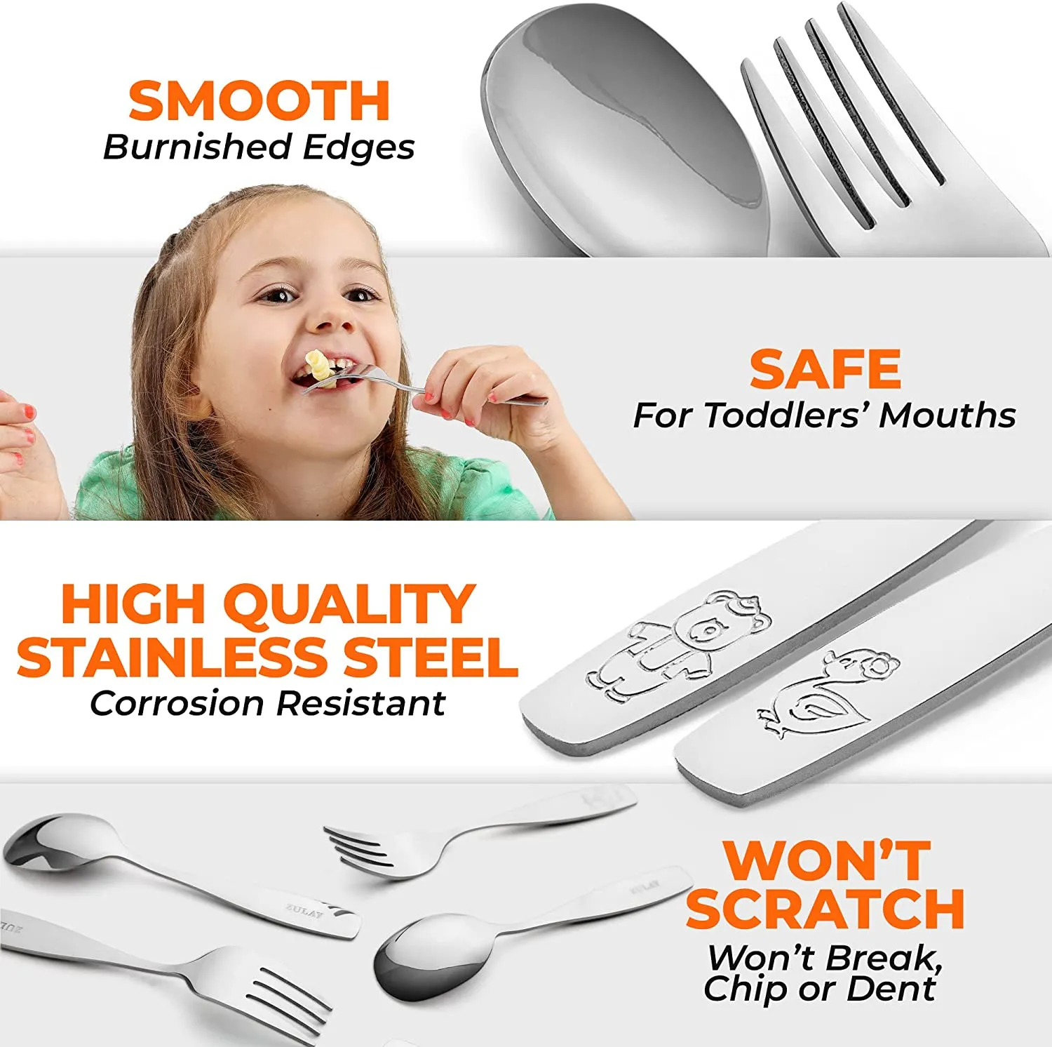 Child and Toddler Silverware Set for Self Feeding (3 Spoons & 3 Forks) ecco Shoes