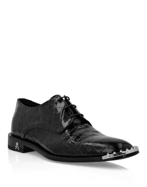 Croco Lace Up Shoes Skull&amp;Bones