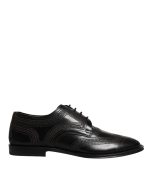 Dolce & Gabbana Embroide Classic Leather Derby Dress Men's Shoes
