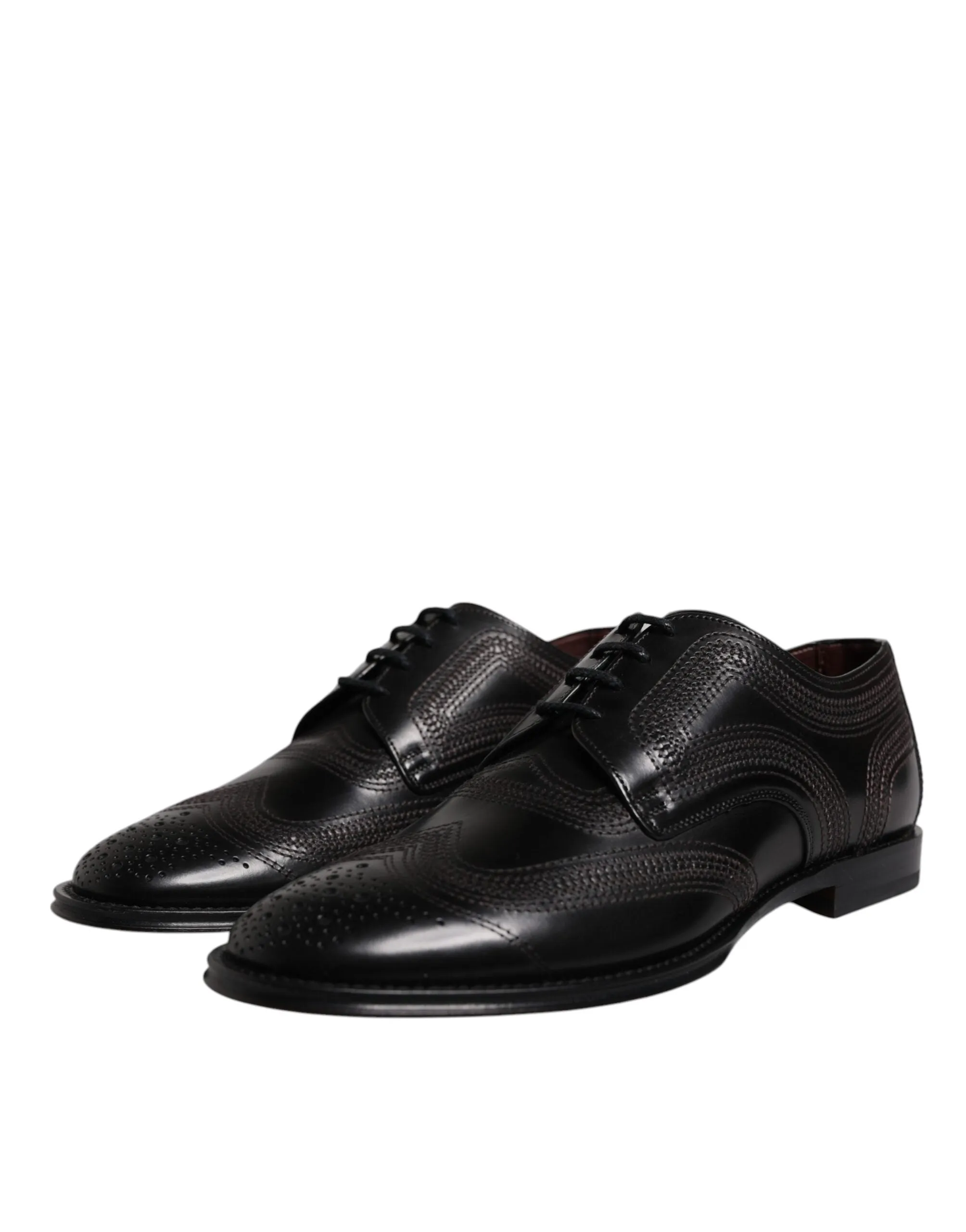 Dolce & Gabbana Embroide Classic Leather Derby Dress Men's Shoes