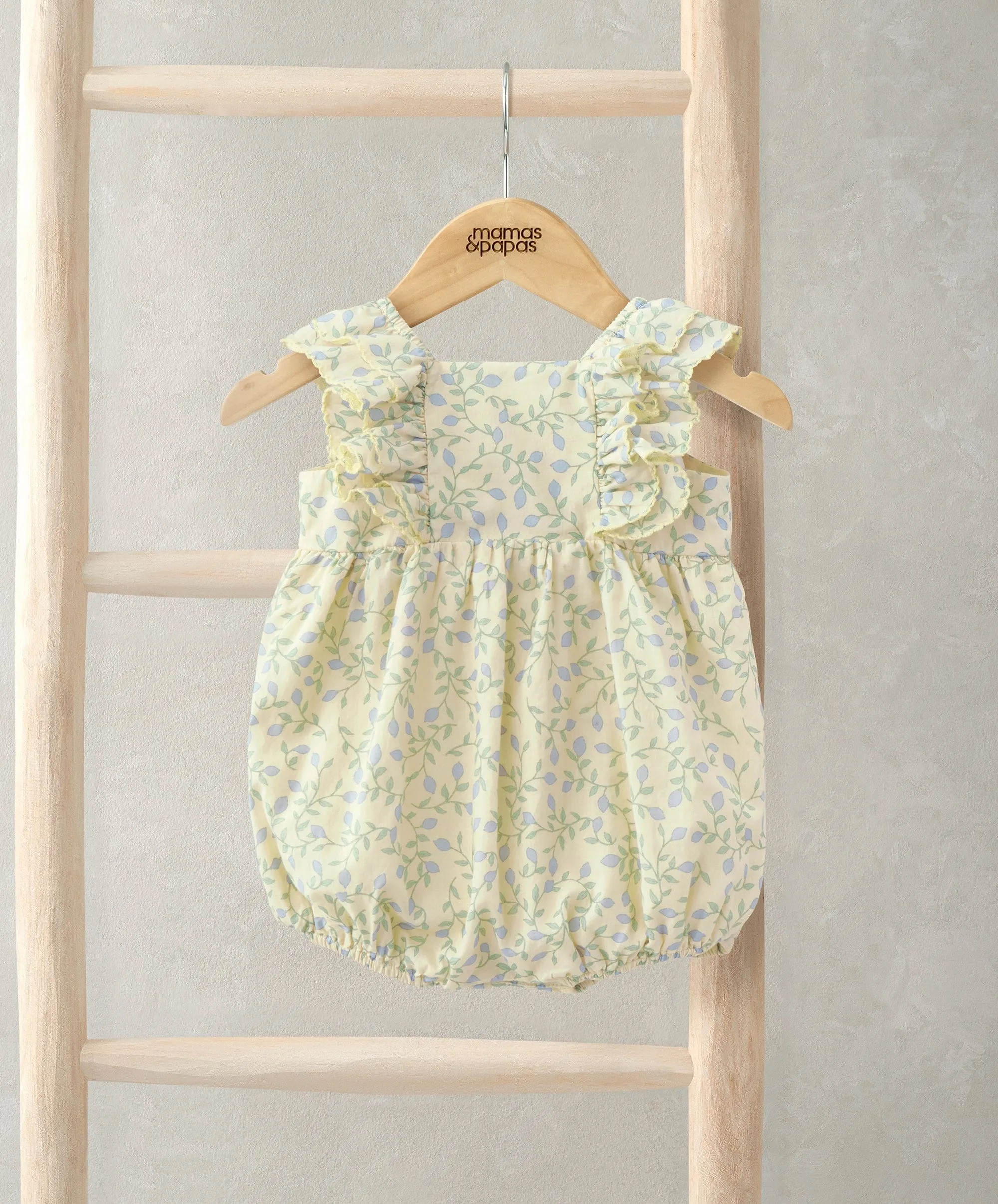 Double Frill Sleeve Romper - Climbing Buds Print