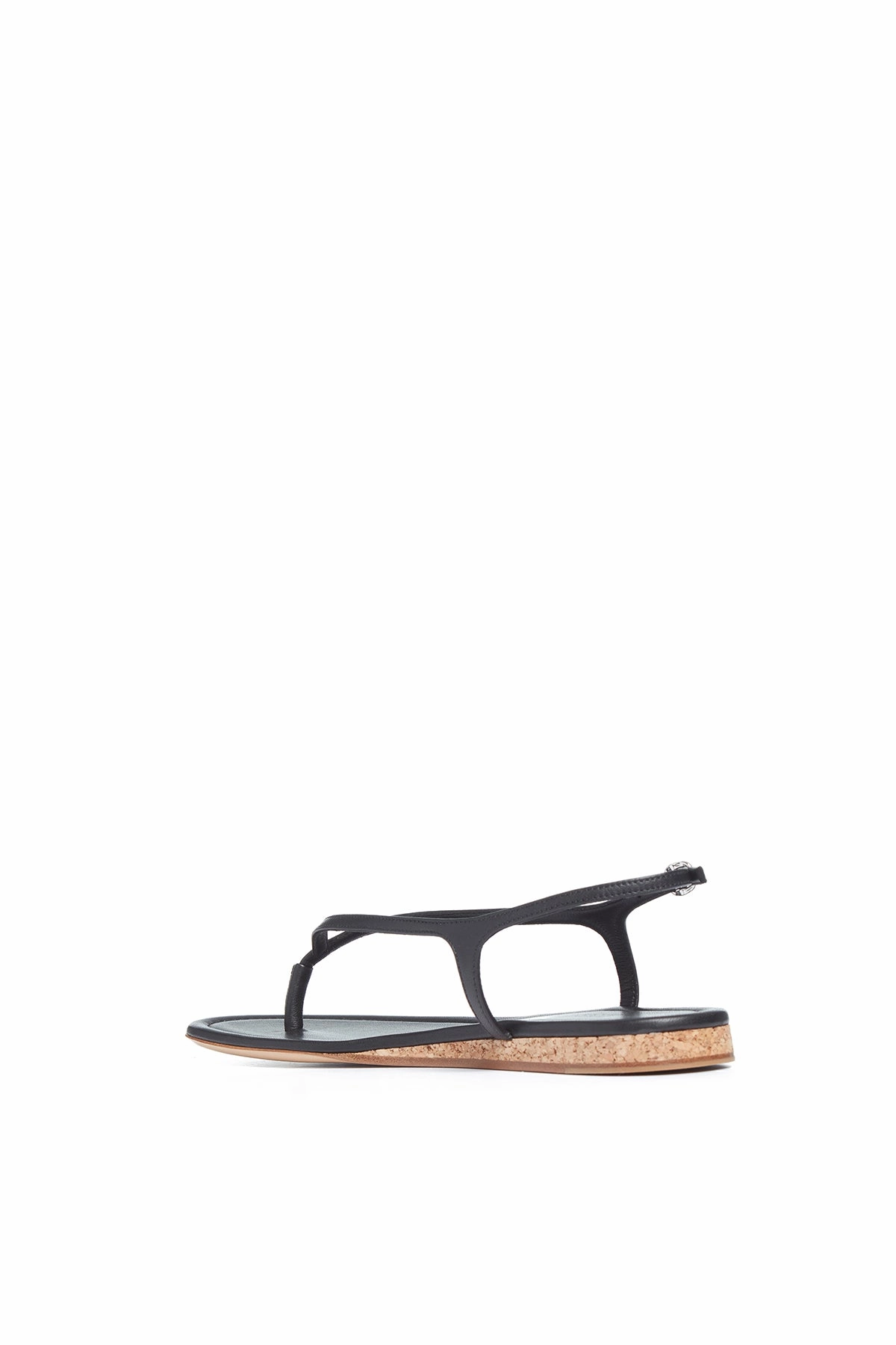 Gia Flat Sandal in Black Nappa Leather