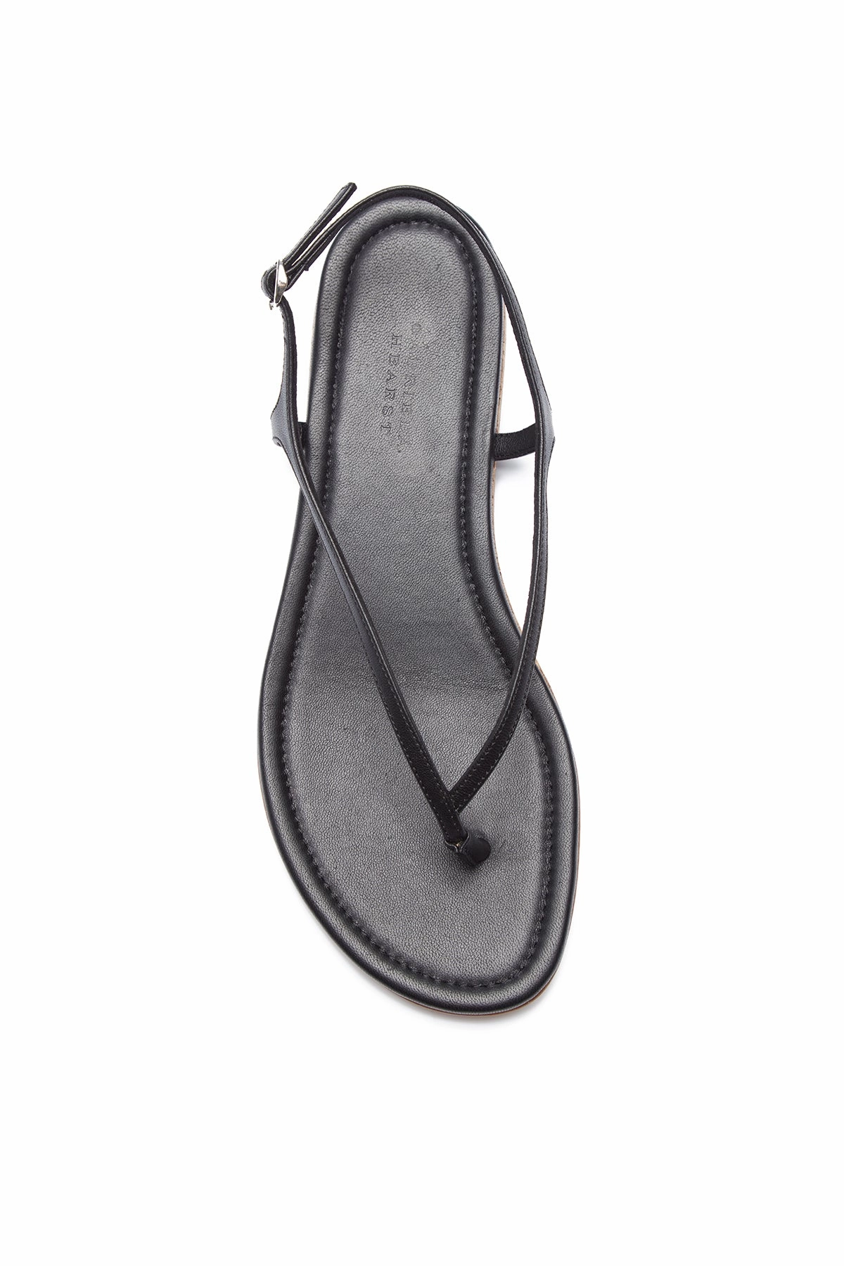 Gia Flat Sandal in Black Nappa Leather