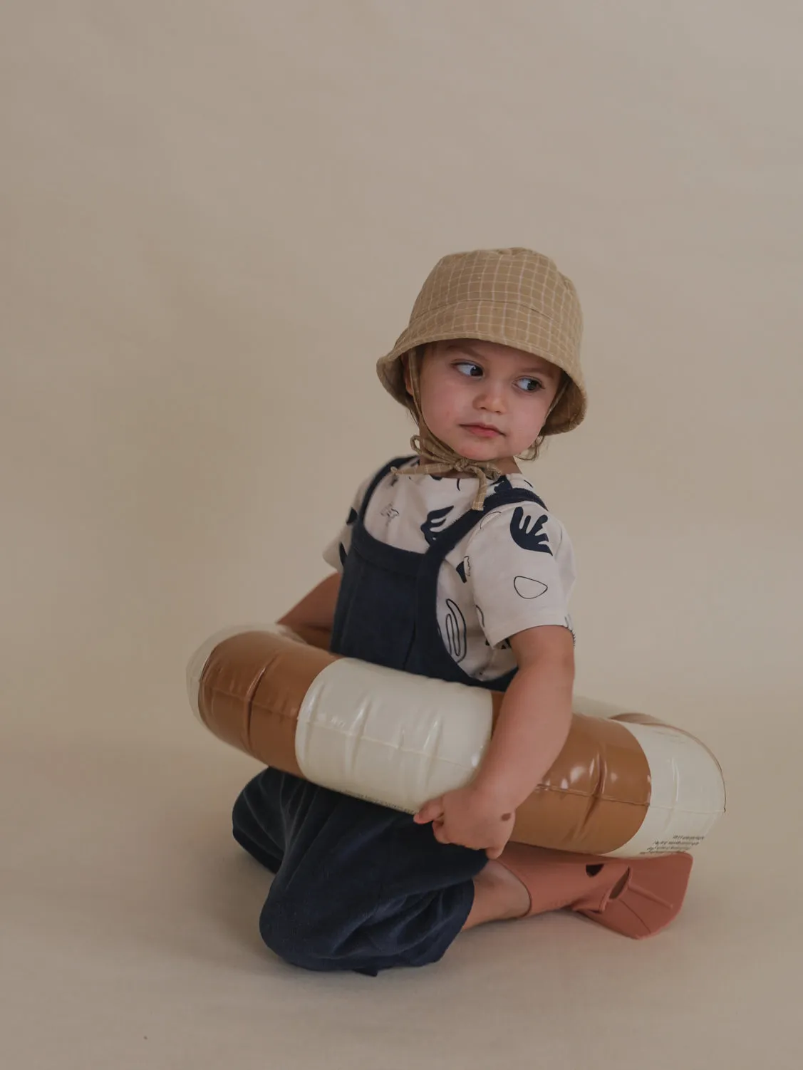 Grid Check Wheat Bucket Sun Hat