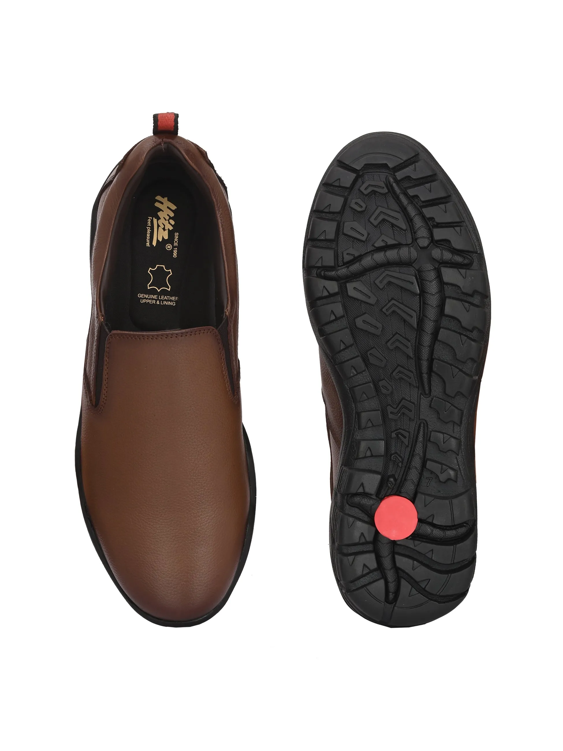 Hitz Men's Tan Leather Slip-On Formal Shoes