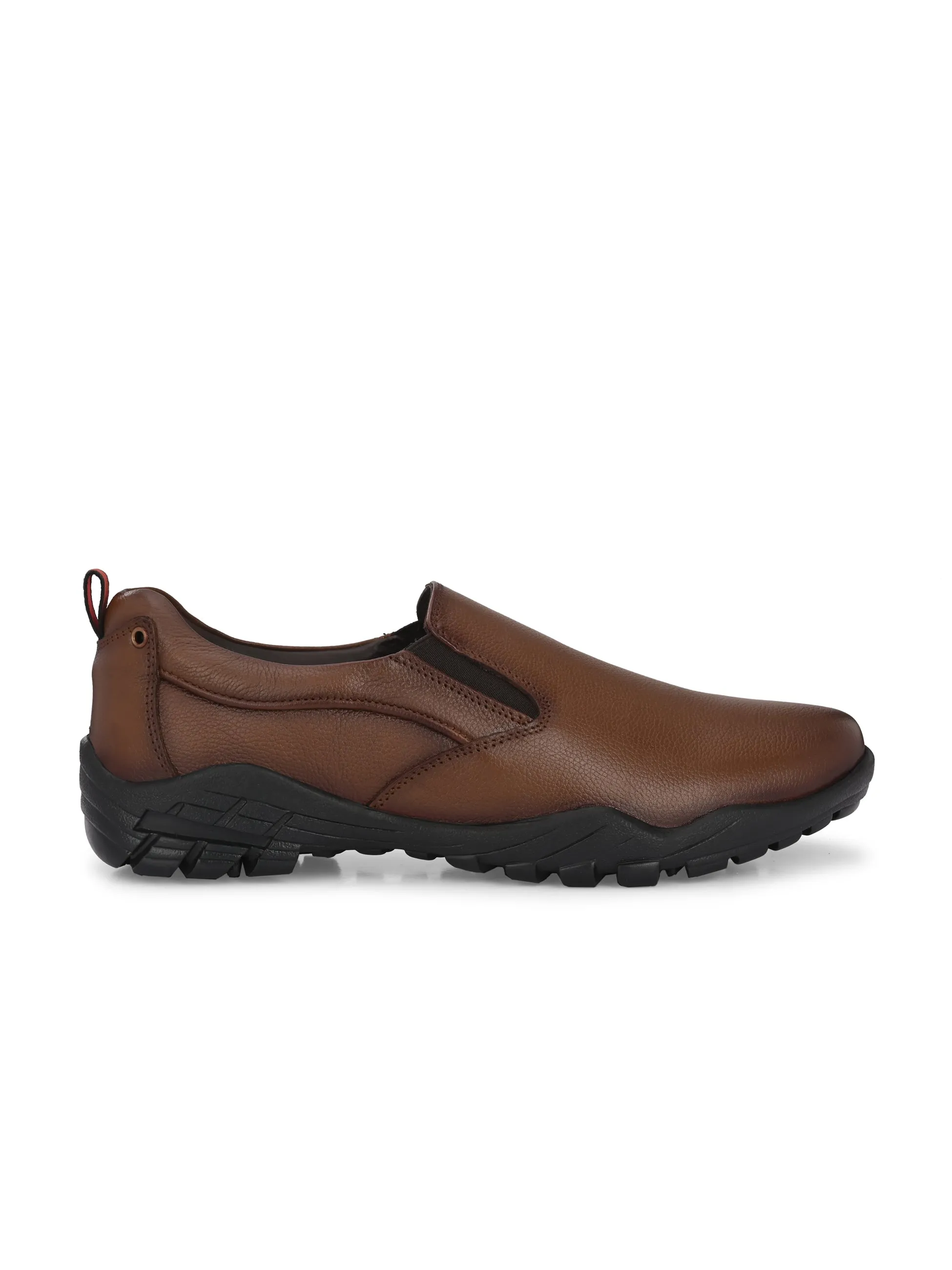 Hitz Men's Tan Leather Slip-On Formal Shoes