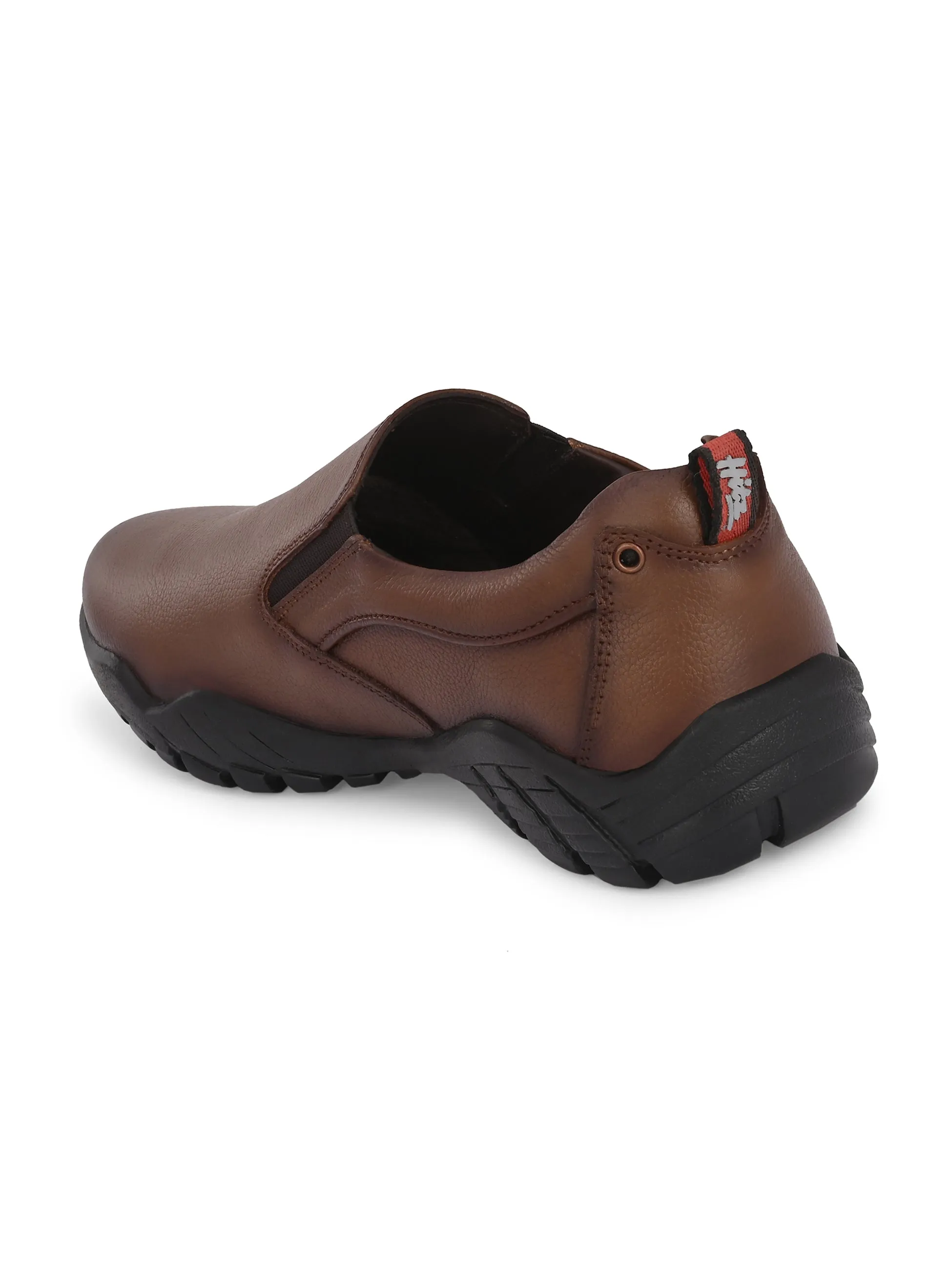 Hitz Men's Tan Leather Slip-On Formal Shoes