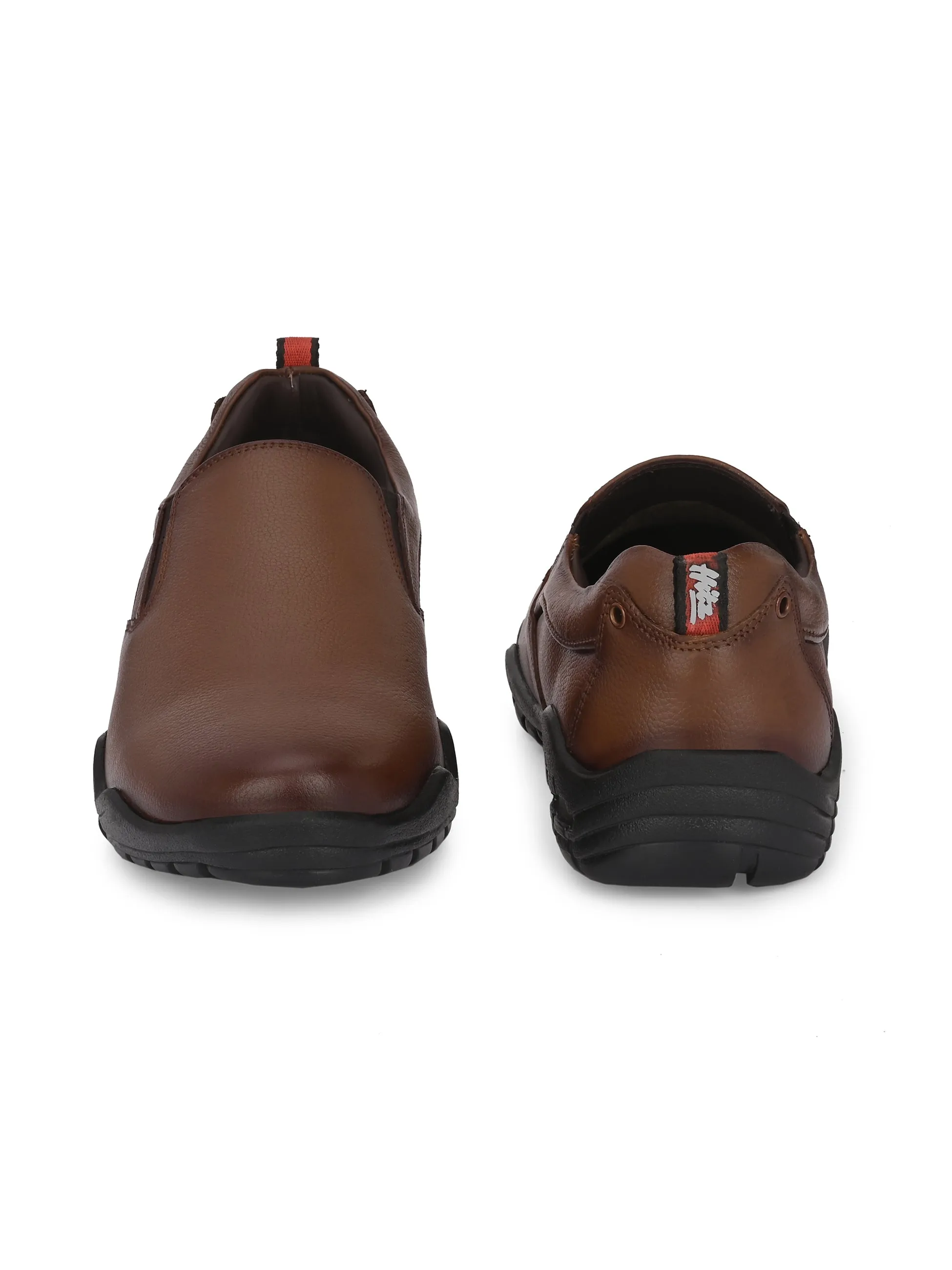 Hitz Men's Tan Leather Slip-On Formal Shoes