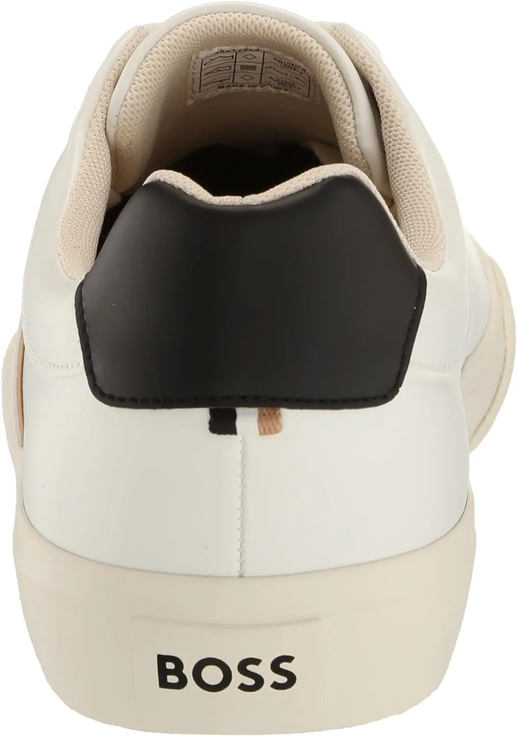 Hugo Boss Men's Aiden Logo Block Leather Low Top Sneaker, Black Pepper/White Salt
