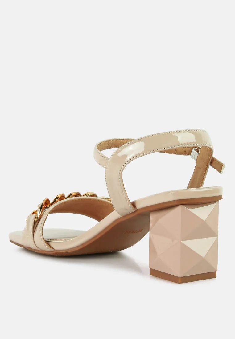 illusion geometric cut diamante chain sandals