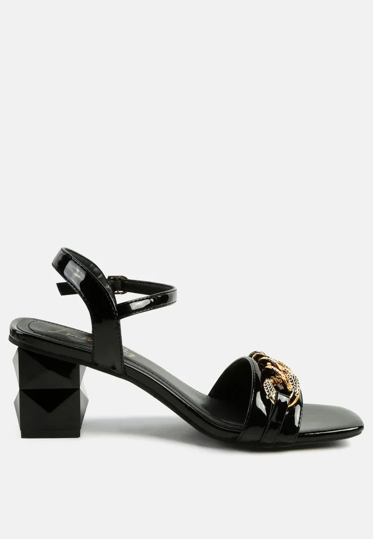 illusion geometric cut diamante chain sandals