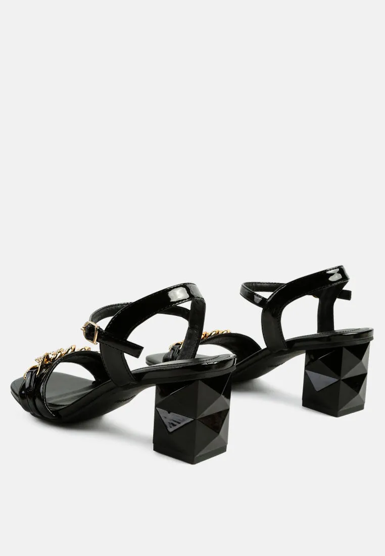 illusion geometric cut diamante chain sandals