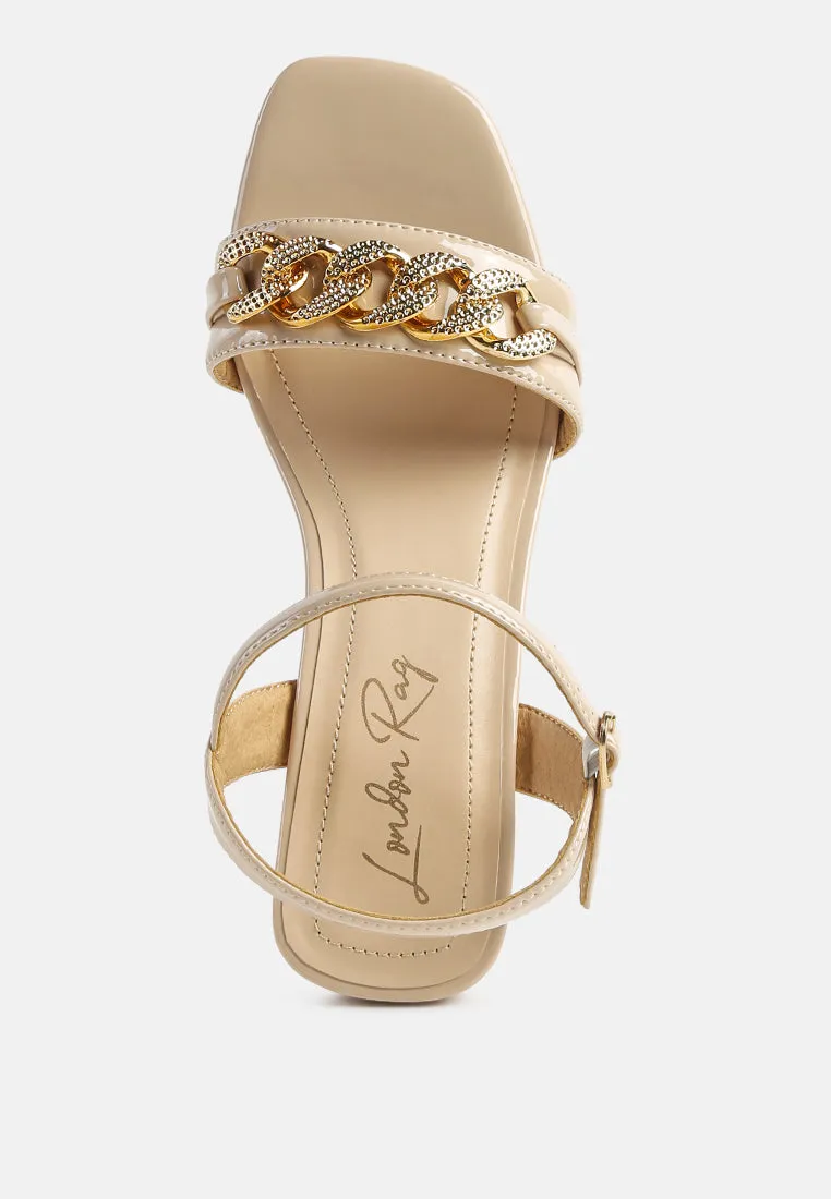 illusion geometric cut diamante chain sandals