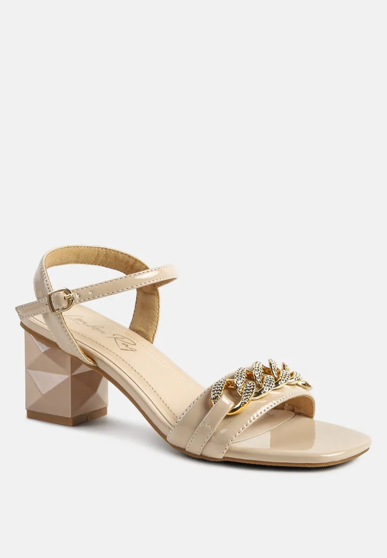 illusion geometric cut diamante chain sandals
