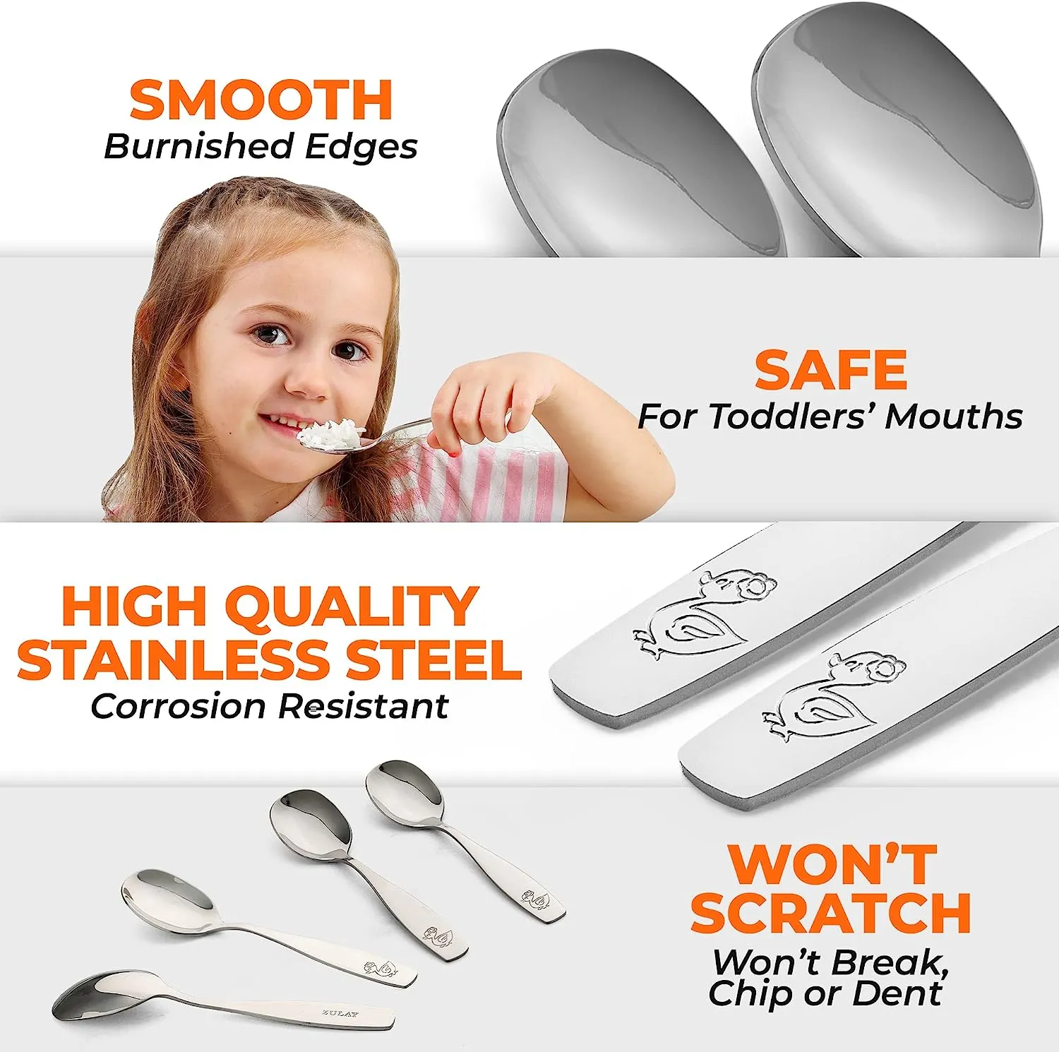 Kids and Toddler Cutlery Set Designed For Self Feeding - 4 Piece Spoon ecco Shoes
