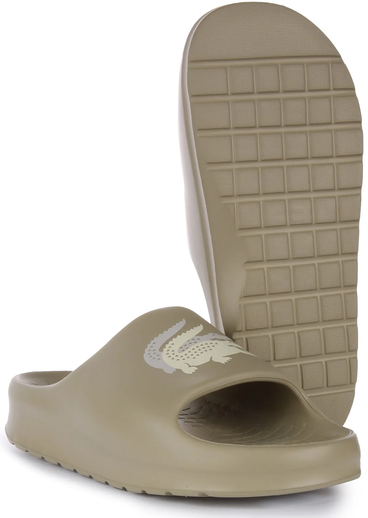 Lacoste Serve Slide 2.0 In Khaki Grey For Women Shoes Lacoste