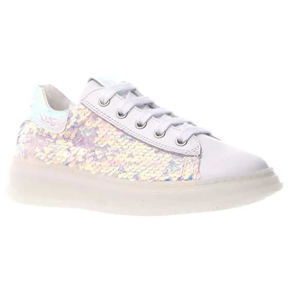 Naturino Girl's Porter Zip 07 White Sequins (Sizes 33-35) Naturino Kid's Shoes