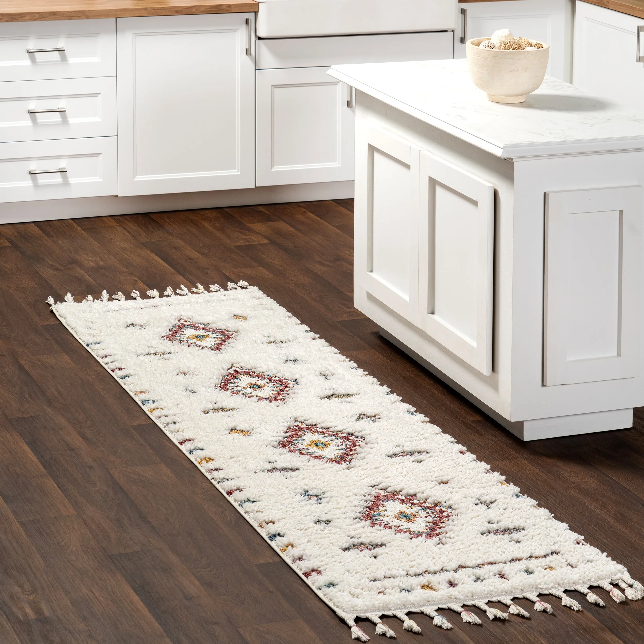 nuLOOM Jocelyn High-Low Textured Tribal Shag Tassel Area Rug ecco Shoes