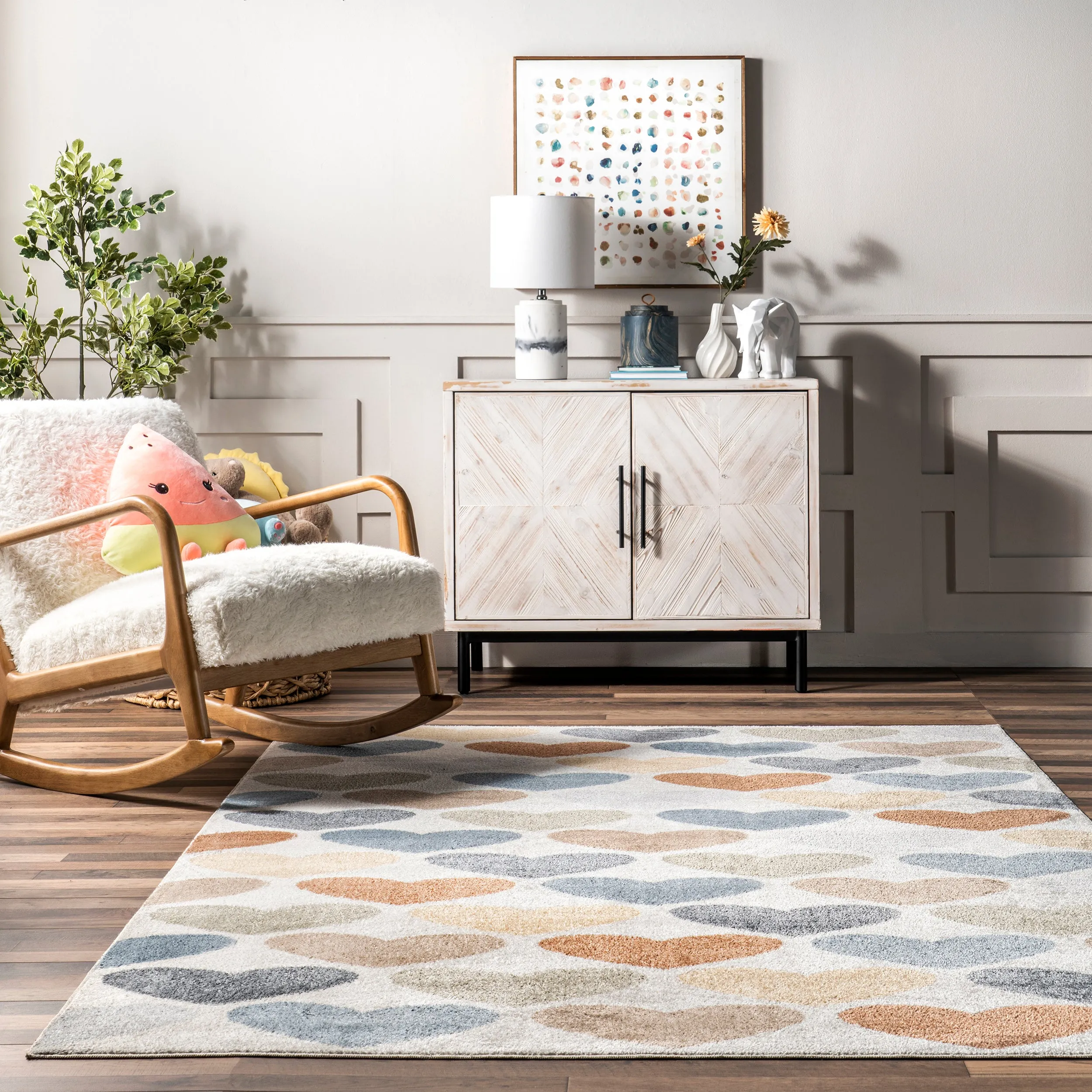 nuLOOM Neive Colorful Hearts Machine Washable Area Rug ecco Shoes