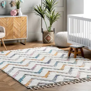 nuLOOM Rumi High-Low Chevron Tassel Area Rug ecco Shoes