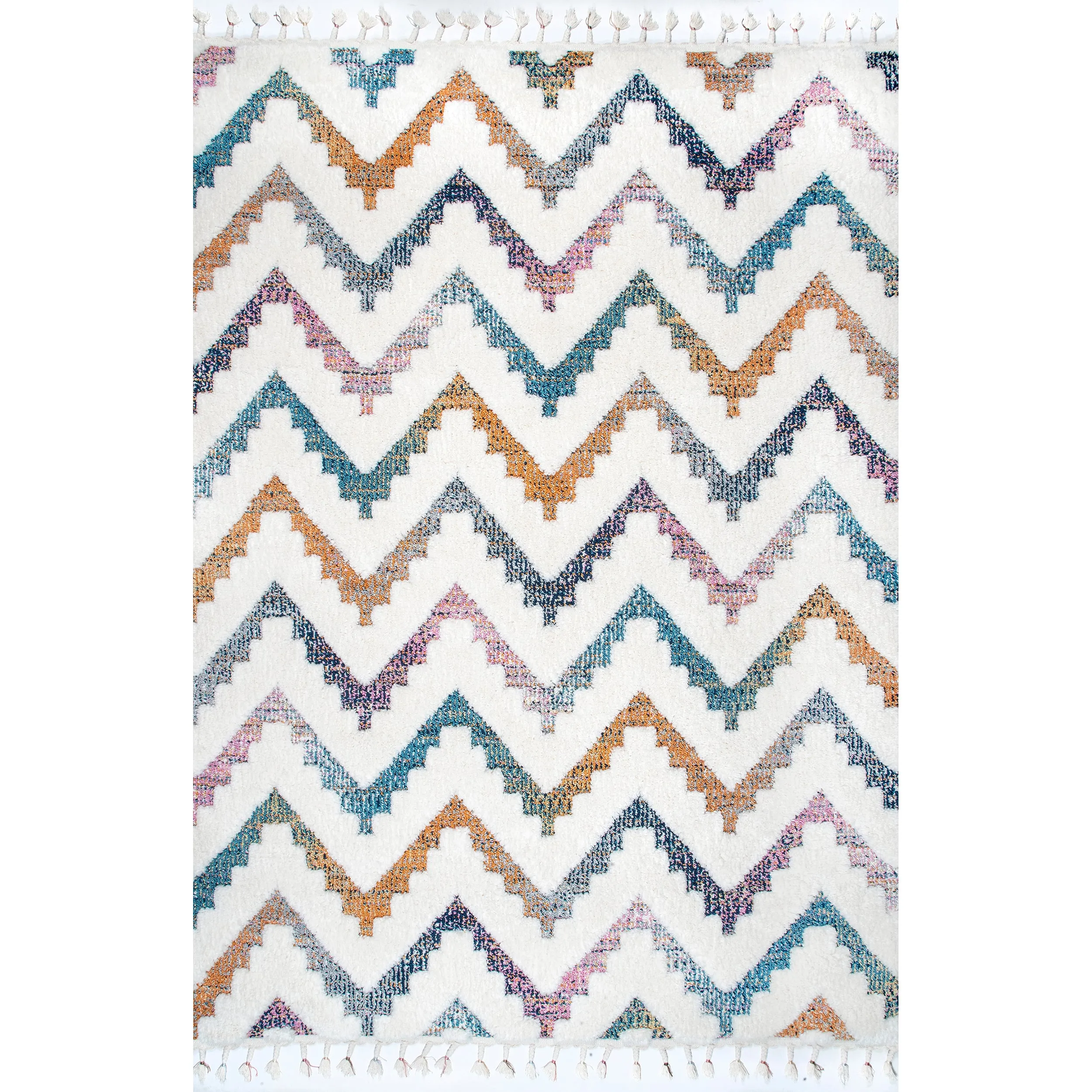 nuLOOM Rumi High-Low Chevron Tassel Area Rug ecco Shoes