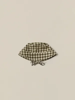 Olive Gingham Bucket Sun Hat
