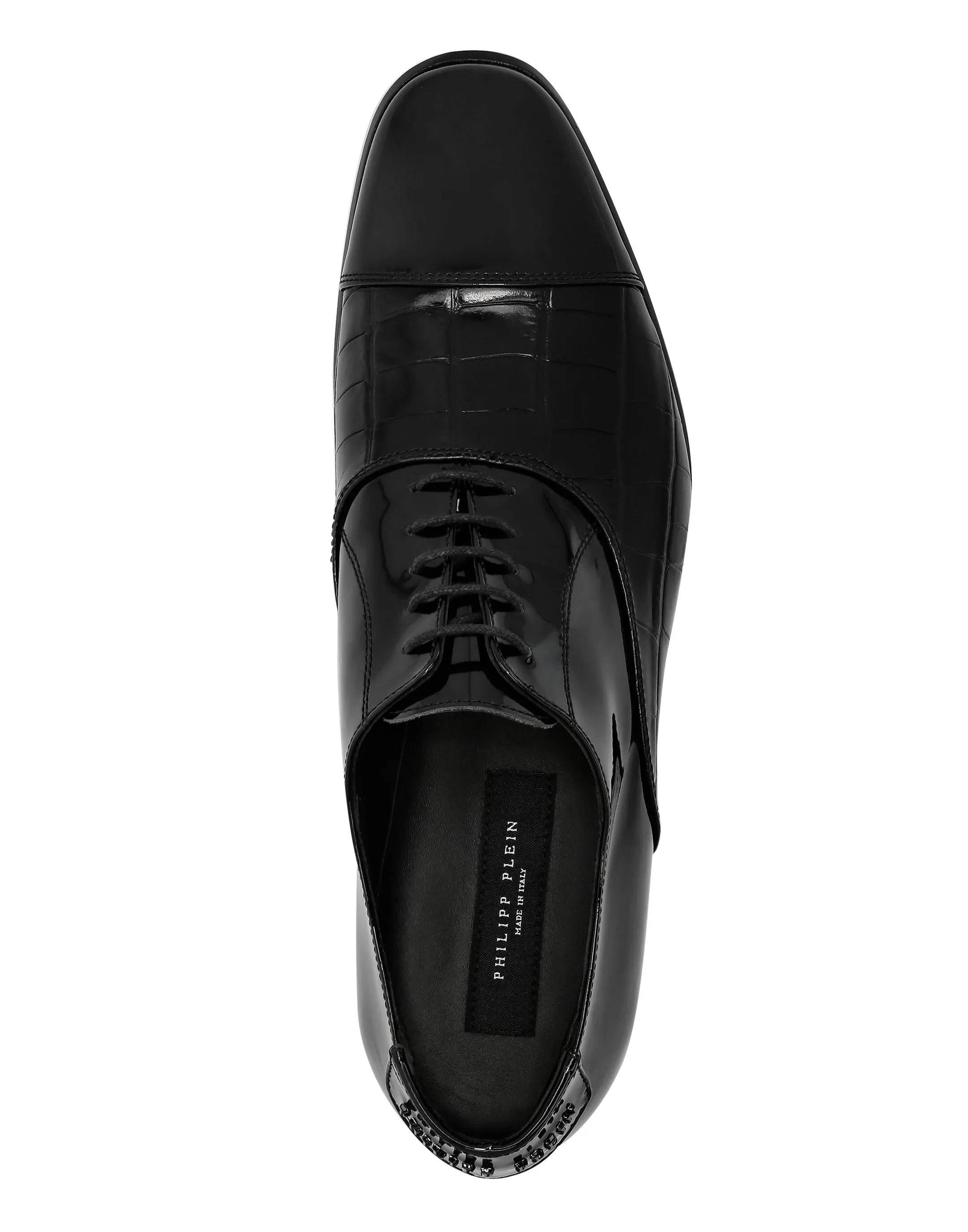 Patent Leather &amp; Croco Effect Derby