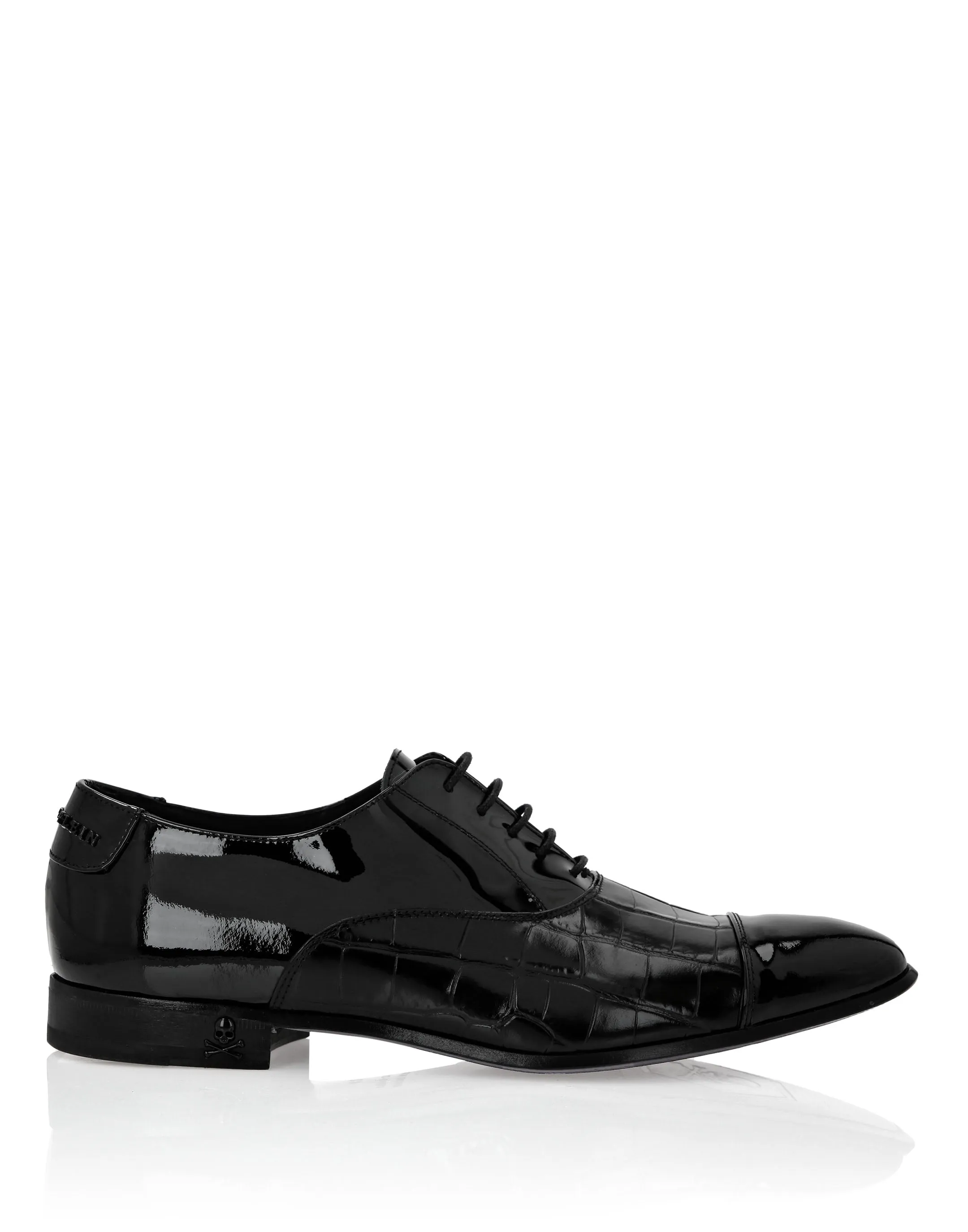 Patent Leather &amp; Croco Effect Derby