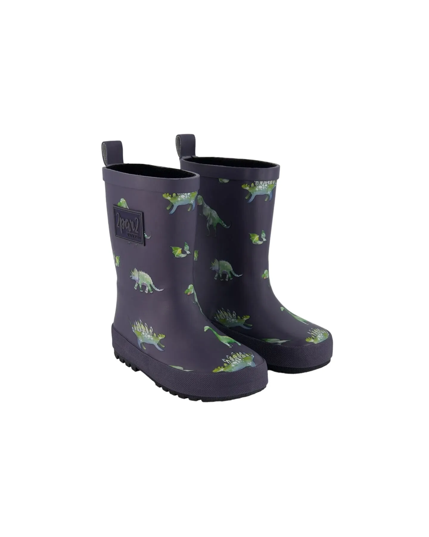 Rain Boots Grey Printed Dinosaurs Babykids_Deux-Par-Deux