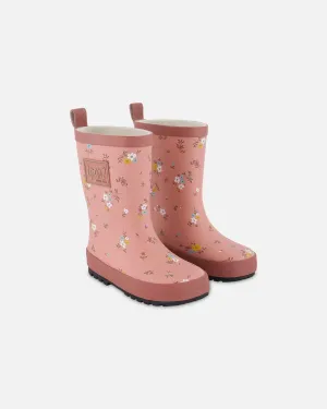 Rain Boots Pink Little Flowers Print Babykids_Deux-Par-Deux