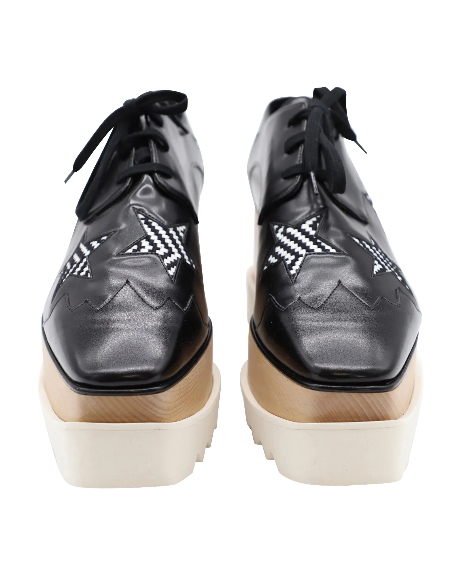 Stella McCartney Elyse Star Platform Lace Up Derby in Black Leather