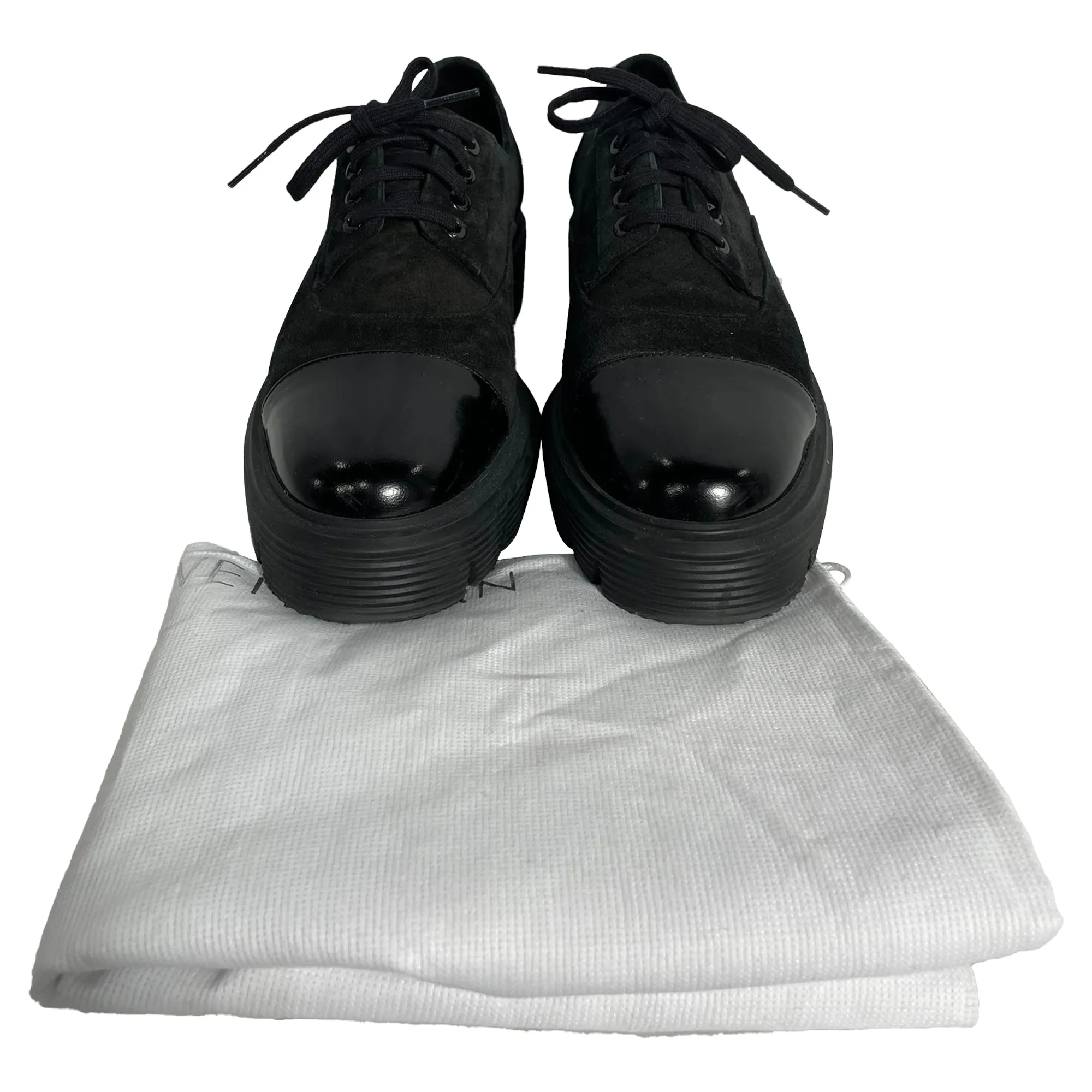 Stuart Weitzman Nolita Platform Oxford Shoes in Black Suede
