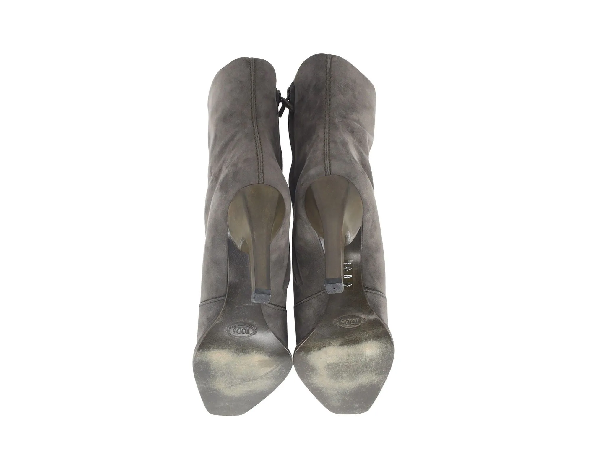 Tod's High Heeled Ankle Boots in Moss Green Suede