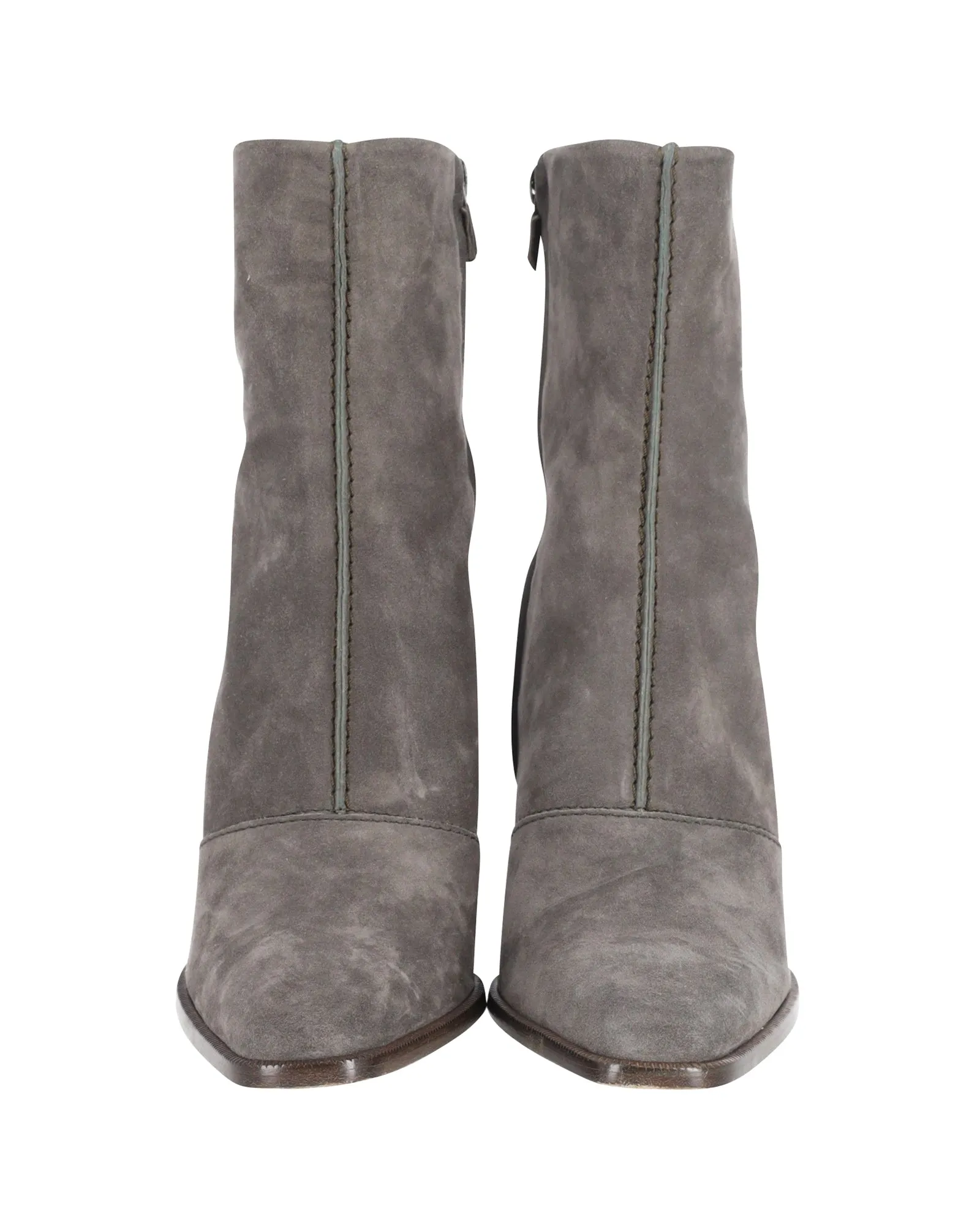 Tod's High Heeled Ankle Boots in Moss Green Suede