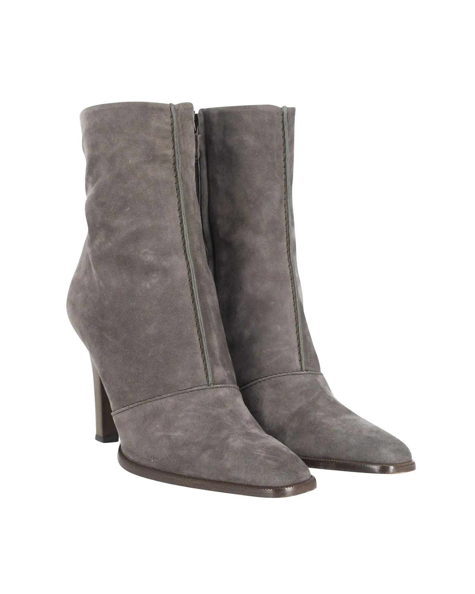 Tod's High Heeled Ankle Boots in Moss Green Suede