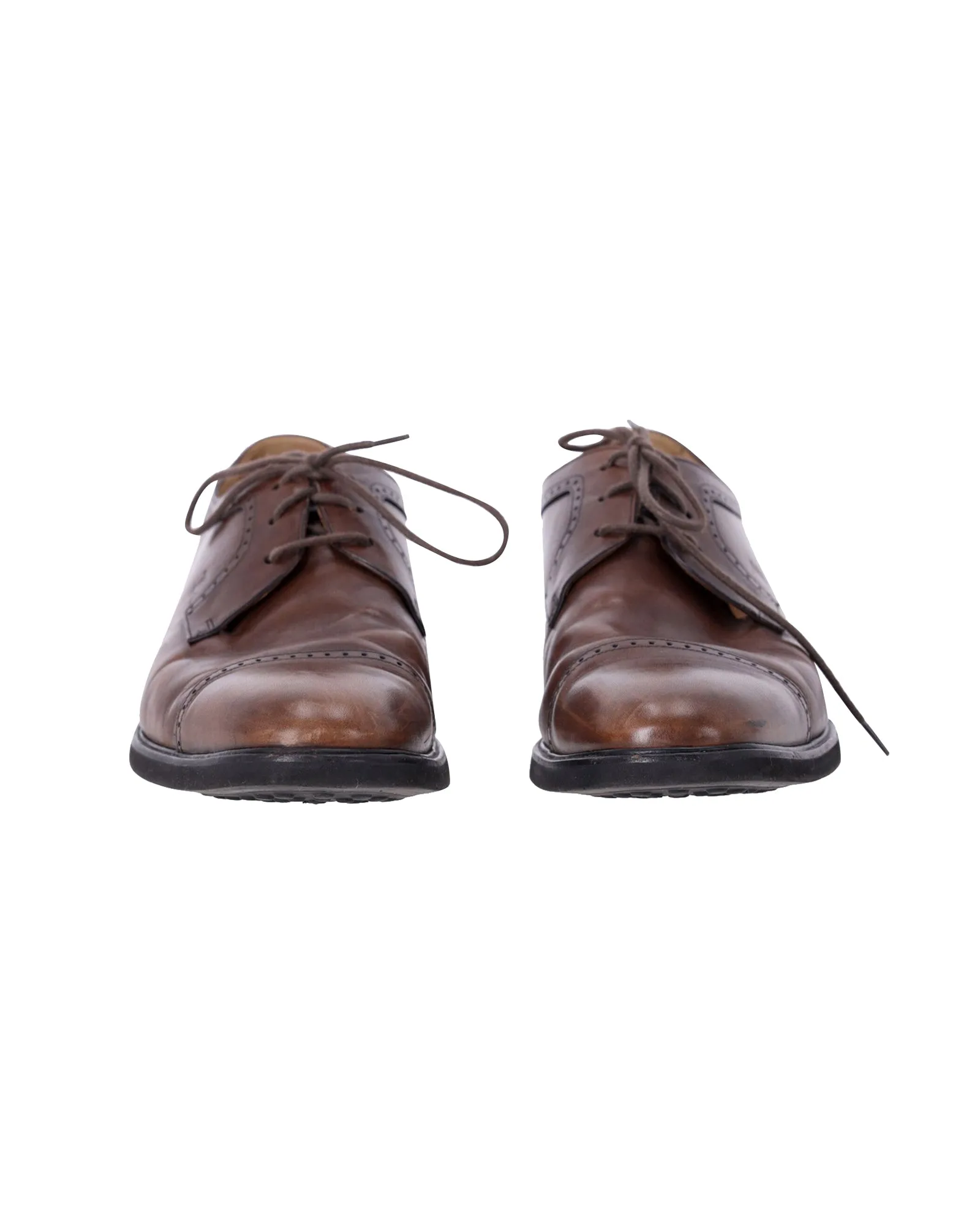 Tod's Lace Up Derby Shoes in Brown Leather