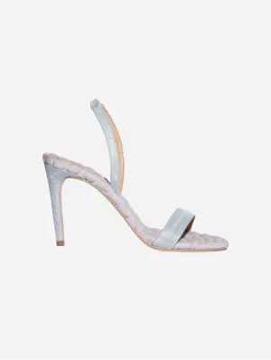 Vivien Cotton Vegan High Heeled Sandals | Silver Lurex