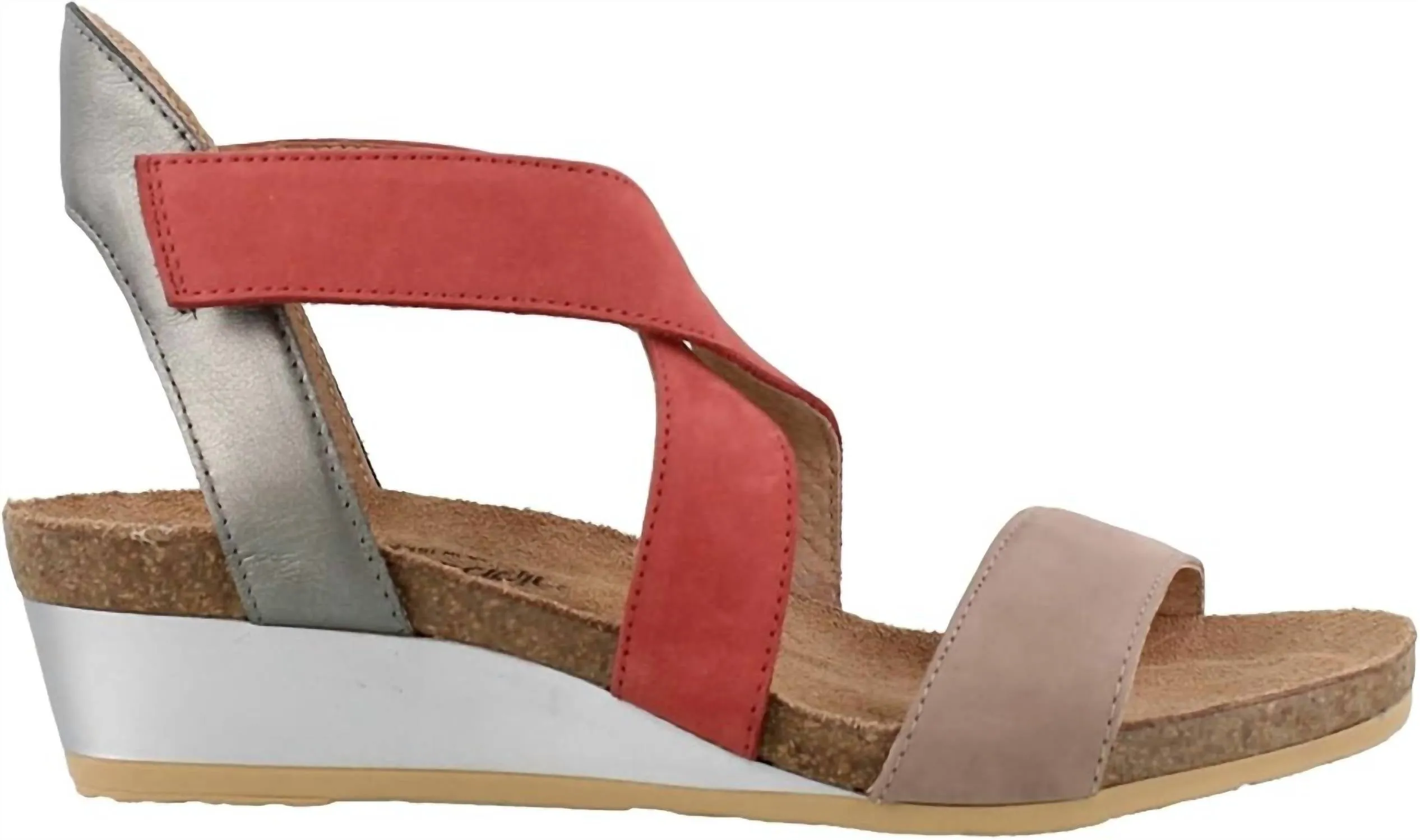 Vixen Sandal In Stone/brick Red/sterling