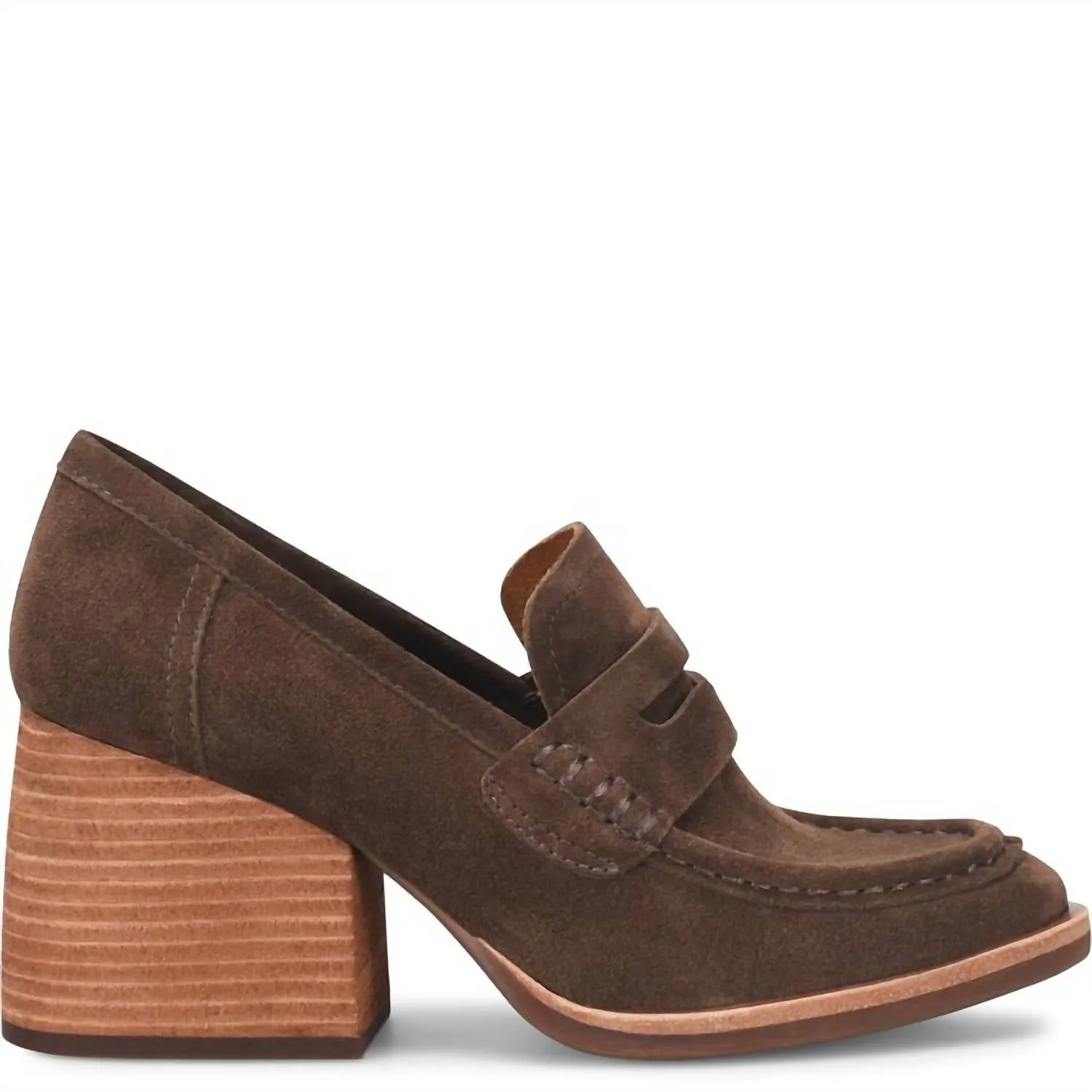 Women's Modeste Heeled Loafer In Dark Castagno Suede