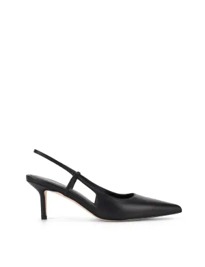 Yohana Heeled Slingback - Black Leather