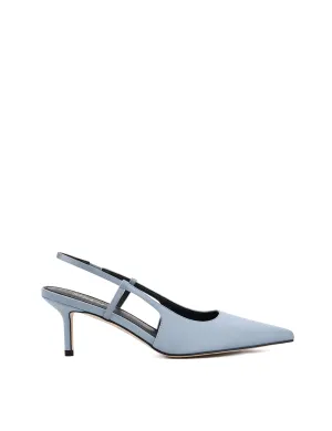 Yohana Heeled Slingback - Blue Satin