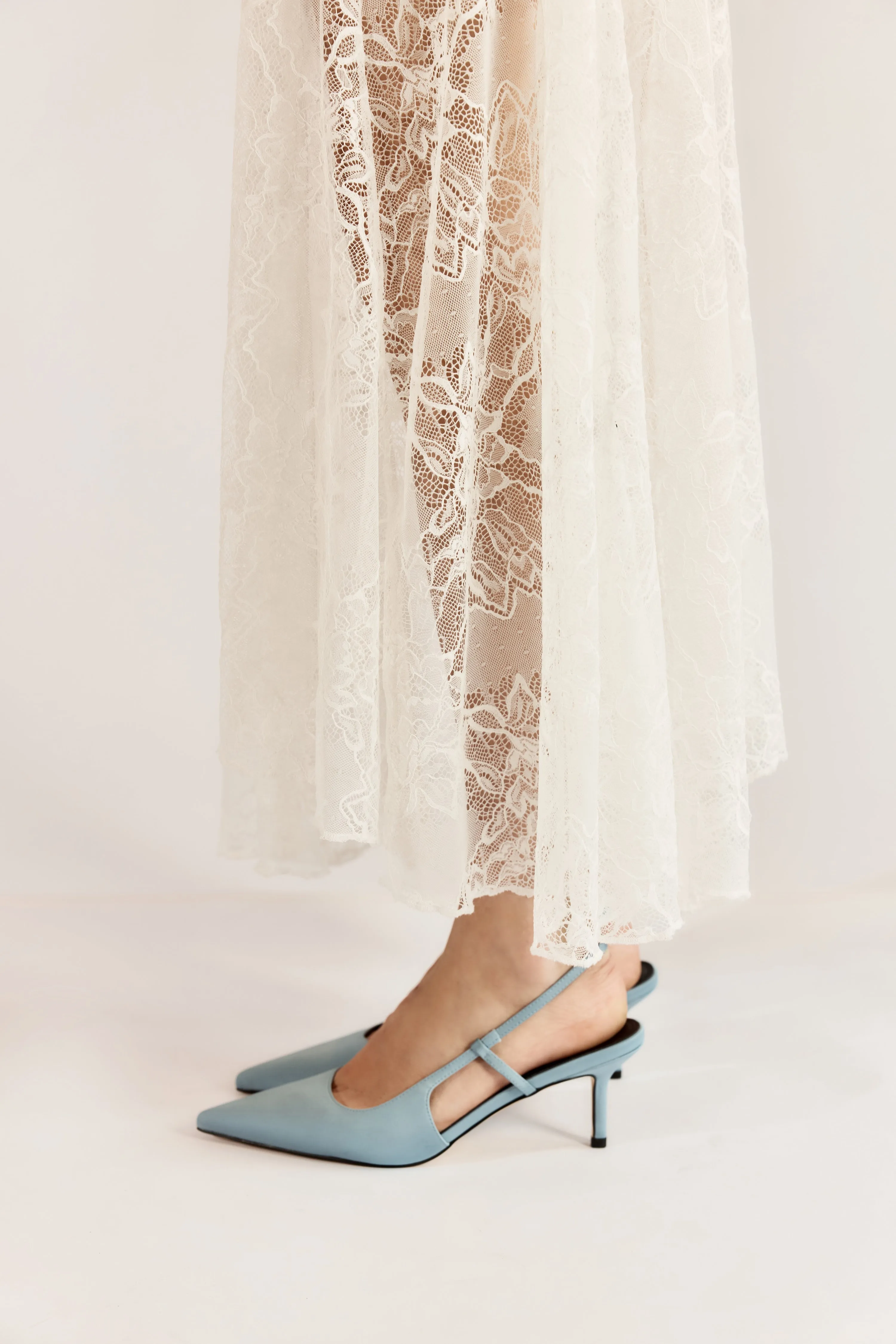 Yohana Heeled Slingback - Blue Satin
